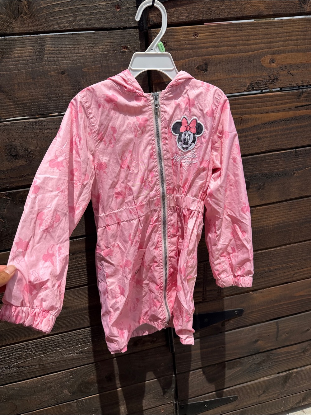 Minnie Mouse Pink Hooded Windbreaker water resistant Jacket